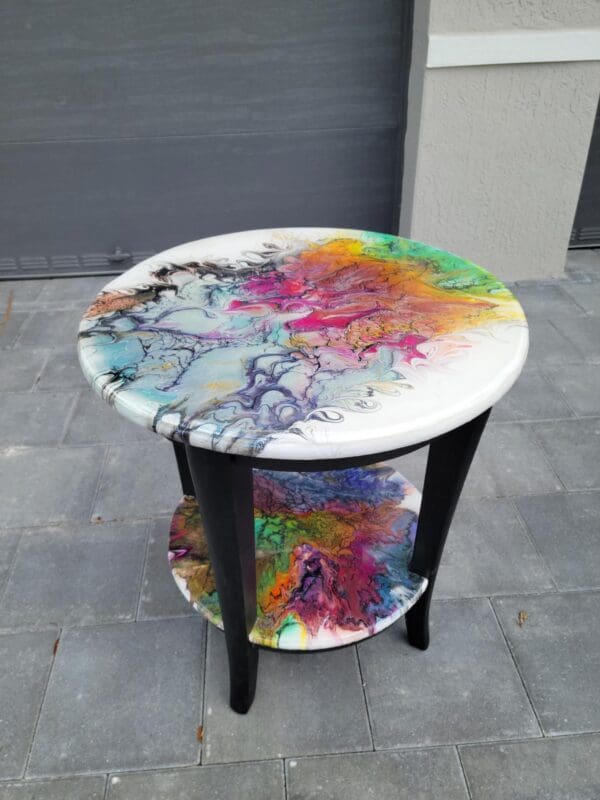 A table with some paint on it