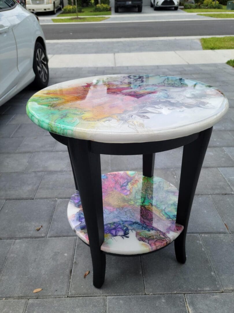 A table with some paint on it