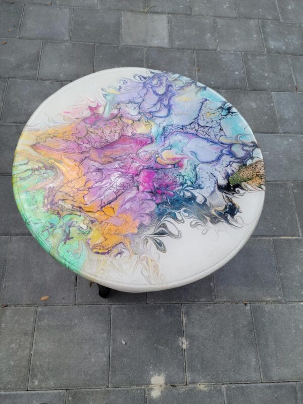 A table with some paint on it