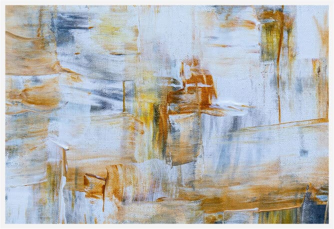 A painting of a white and yellow abstract background
