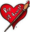A heart with the words " pay it award !" written on it.