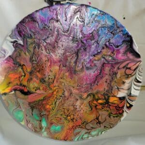 A colorful painting of the top of a bowl.