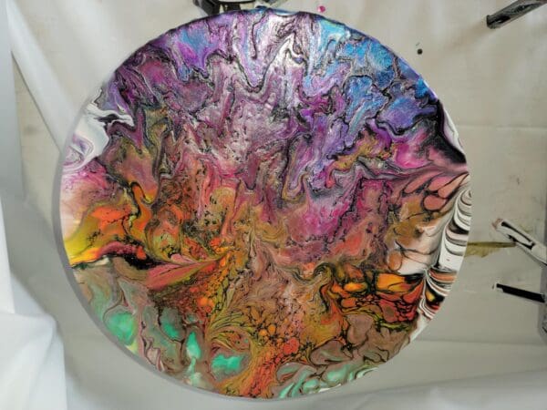 A colorful painting of the top of a bowl.